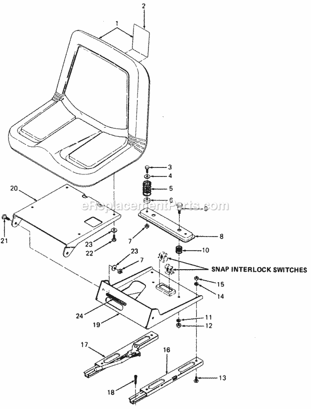Seat & Track Assembly Diagram and Parts List for 1882 800000-821059, 140-721-100, 141-721-100 Cub Cadet Lawn Tractor